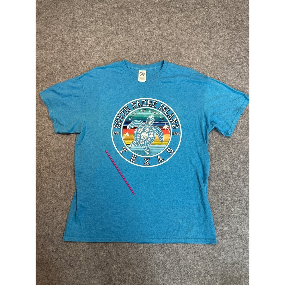 Delta Pro Weight South Padre Island Texas Sea Turtle Graphic T-Shirt Blue Large
